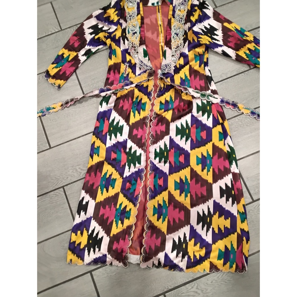 Boho Multicolor Embroidered‎ Kimono Duster Robe - Picture 4 of 7